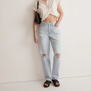 Madewell Light Blue Boyfriend Ripped Jeans